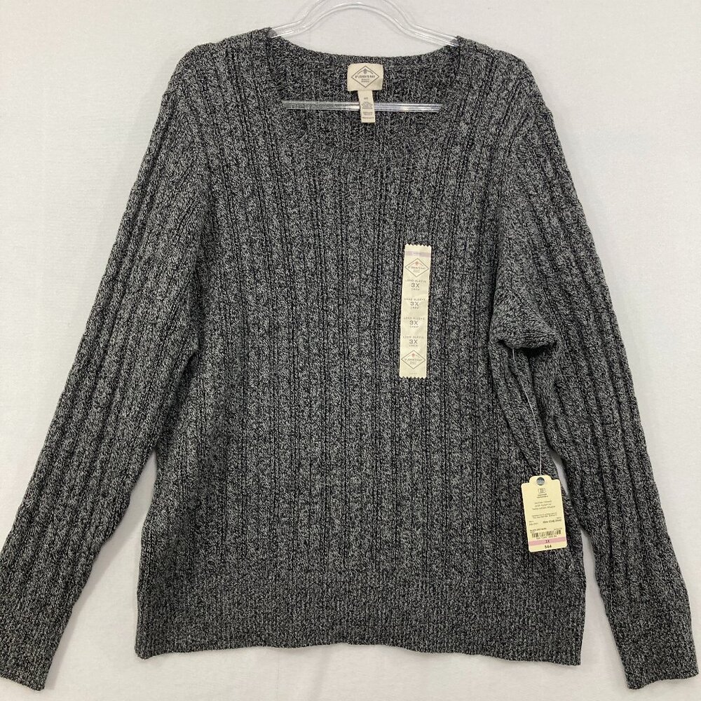 New St. John's Bay size 3X Gray Crew Neck Long Sleeve Textured Preppy Sweater‎
